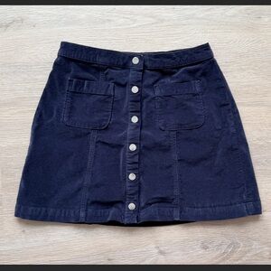 Urban Outfitters Blue Cotton Velvet Mini Skirt Stretch (M) Indie Sleaze